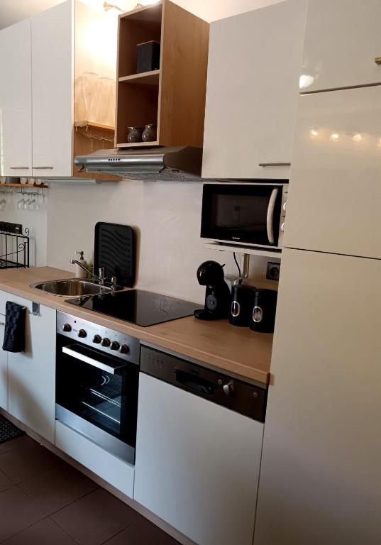 Kuchyň nebo kuchyňský kout v ubytování Apartmán u Révy
