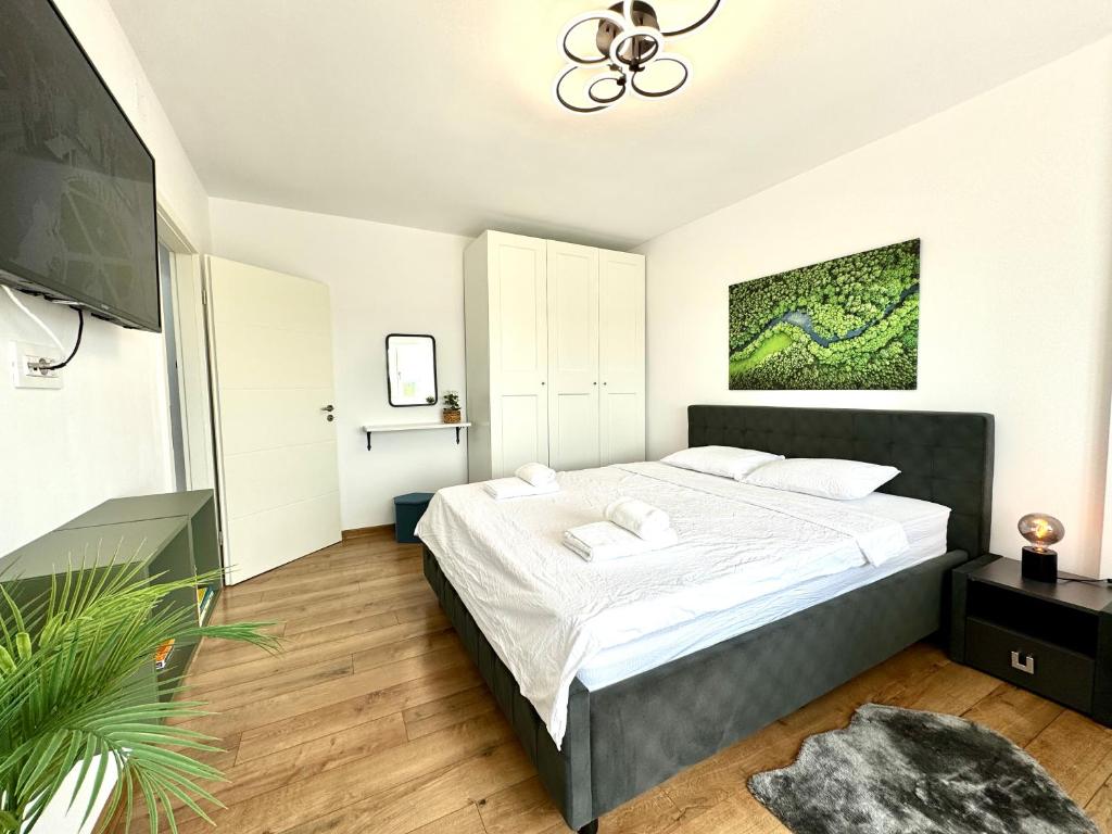 Ένα ή περισσότερα κρεβάτια σε δωμάτιο στο Park View Studio