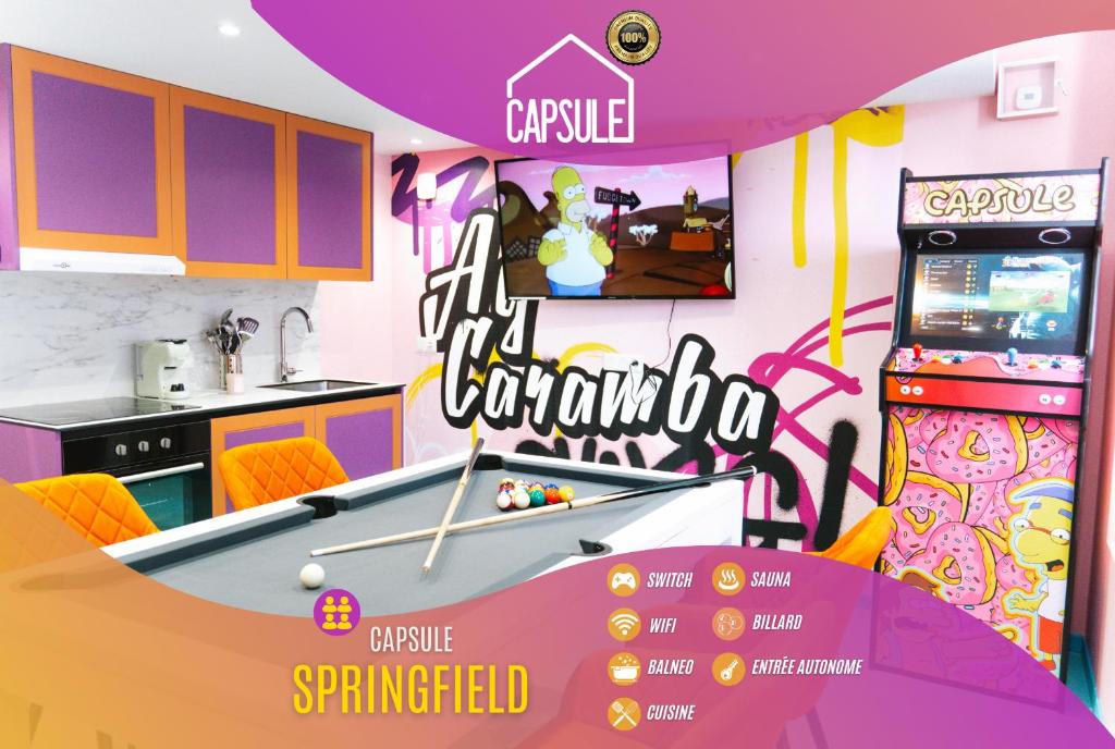 Certifikát, hodnocení, plakát nebo jiný dokument vystavený v ubytování Capsule Springfield - Balnéo -Sauna - Billard