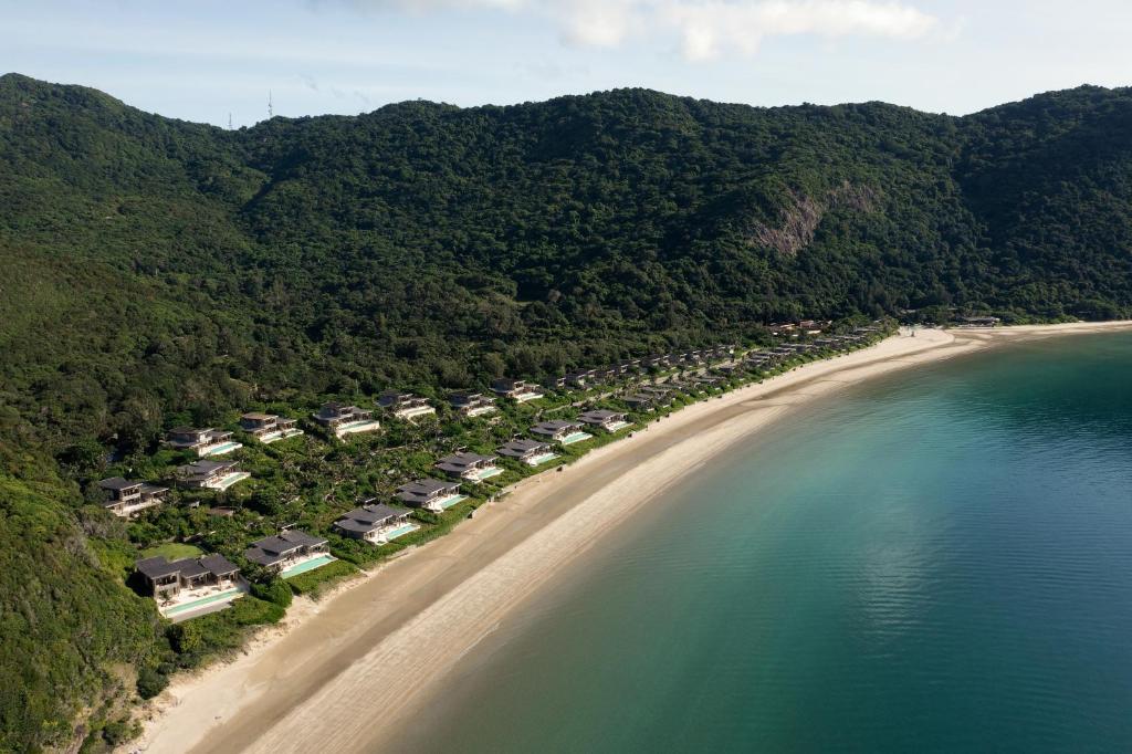 an aerial view of a beach with a resort at Six Senses Con Dao - Turtle Island Paradise in Con Dao