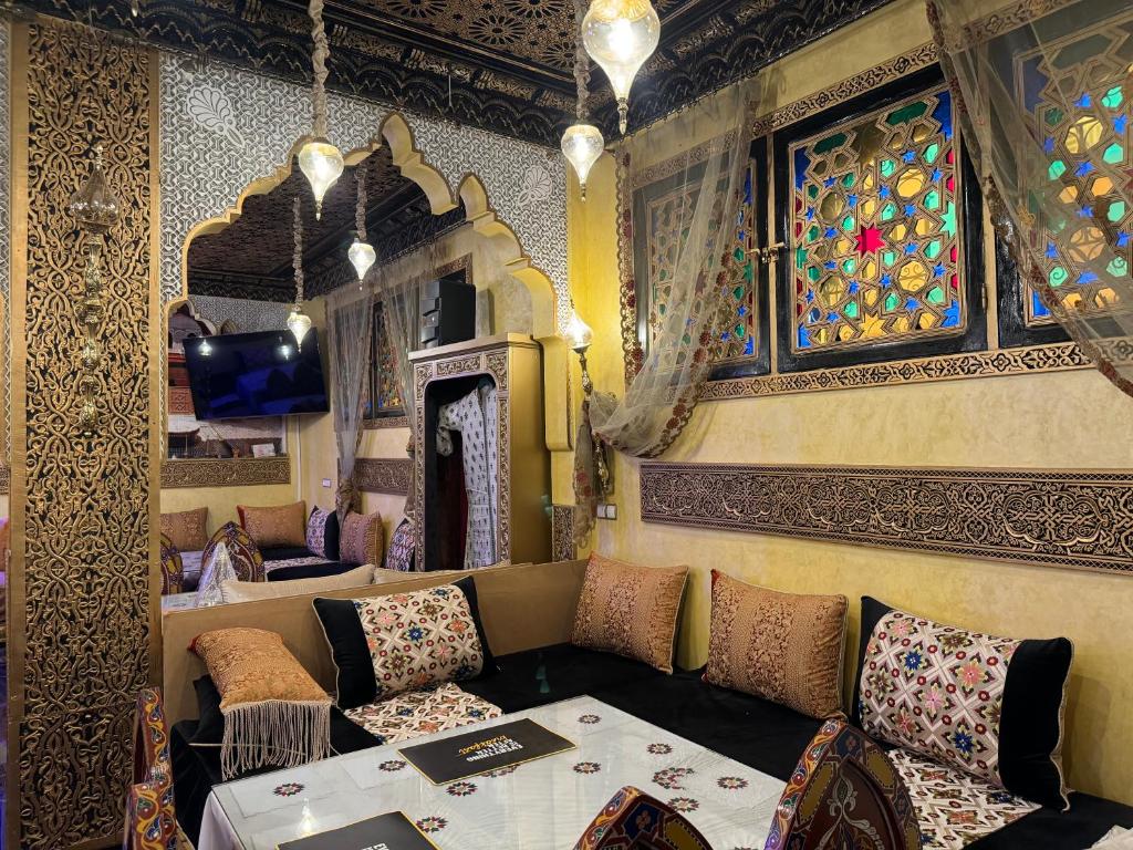 Posezení v ubytování Riad Mogador