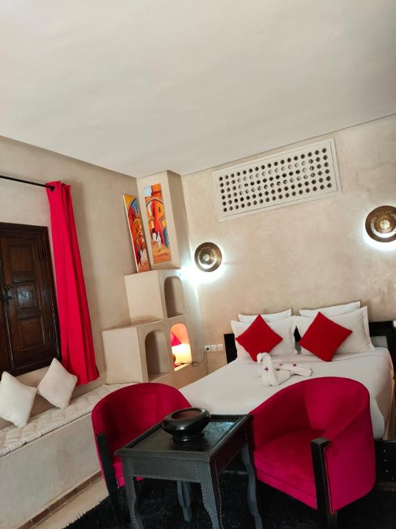 Posezení v ubytování Riad shéhérazade Marrakech