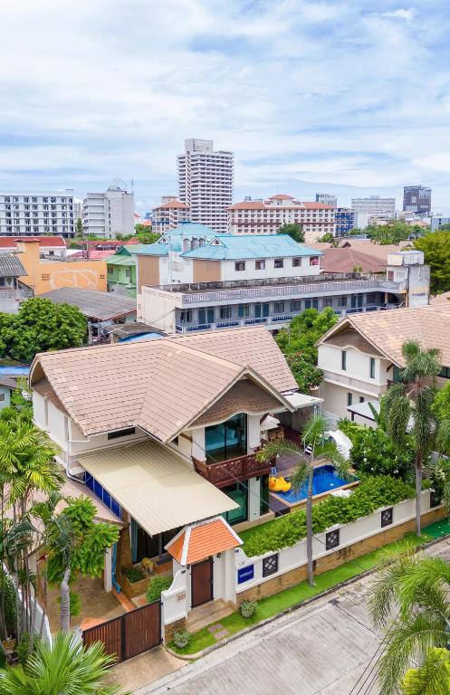 an aerial view of a city with buildings at Amazing Natcha villa in Pattaya