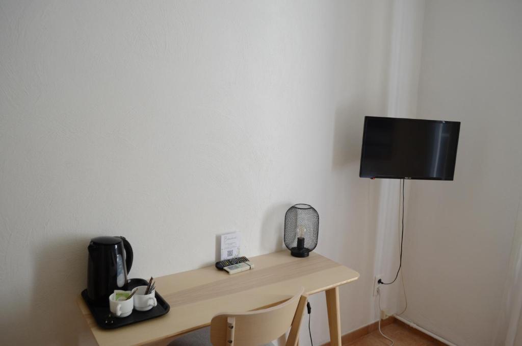 TV a/nebo společenská místnost v ubytování Hôtel du Parc