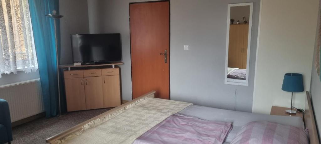 Postel nebo postele na pokoji v ubytování Pokoje Gościnne Karina