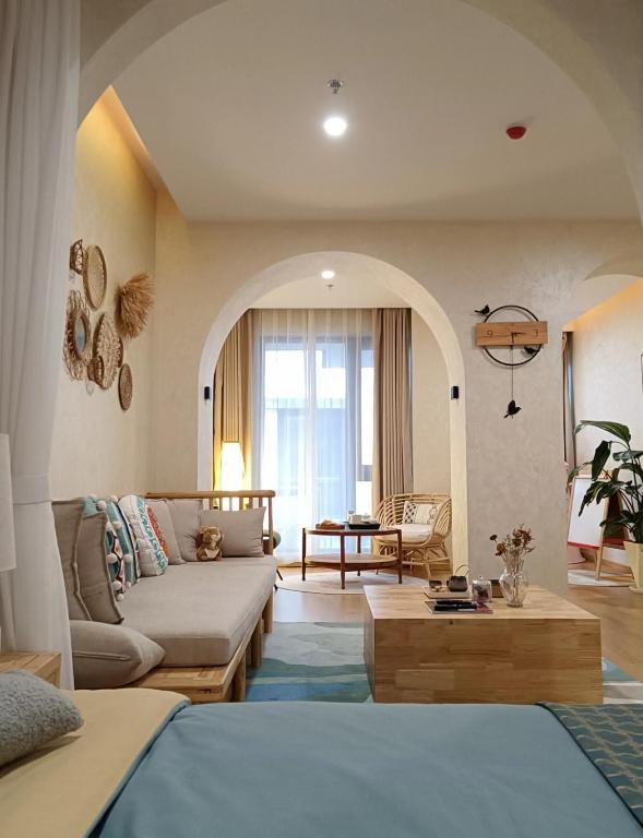 Posezení v ubytování 朱家角榆宿酒店 La Joie Resort