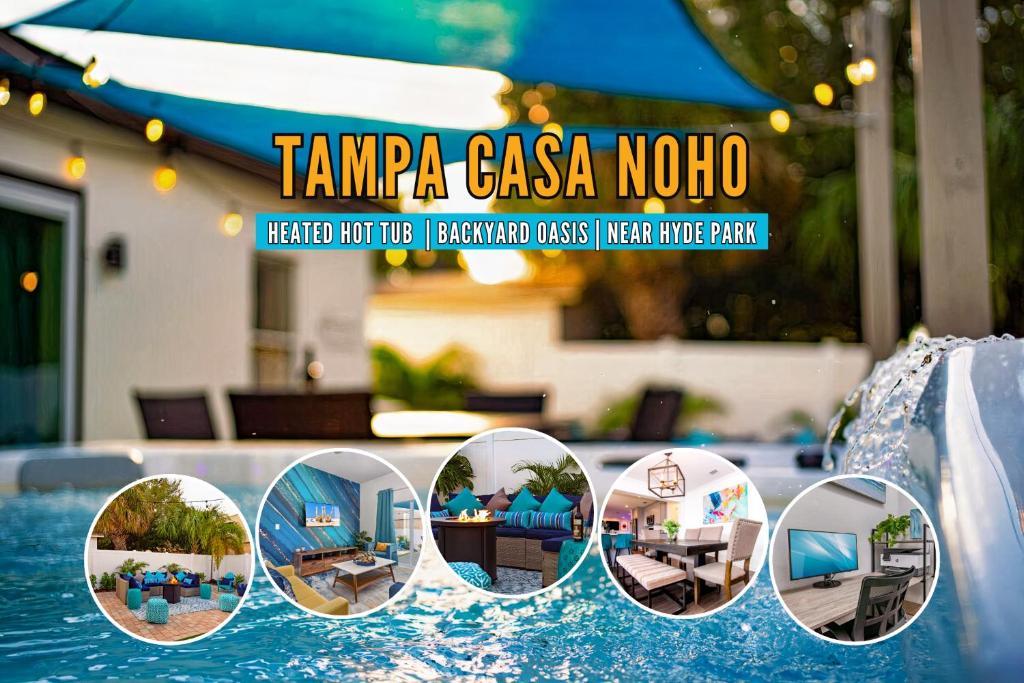 a collage of photos of a water park at Casa Noho - Center of All Things Tampa in Tampa
