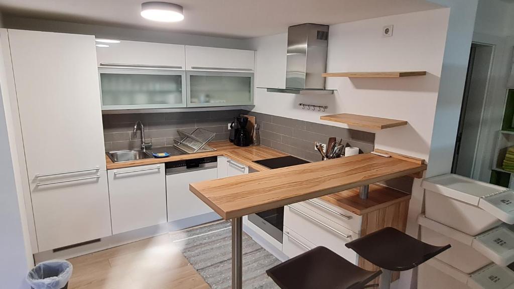 Kuchyň nebo kuchyňský kout v ubytování Ferienwohnung Stegmühle II