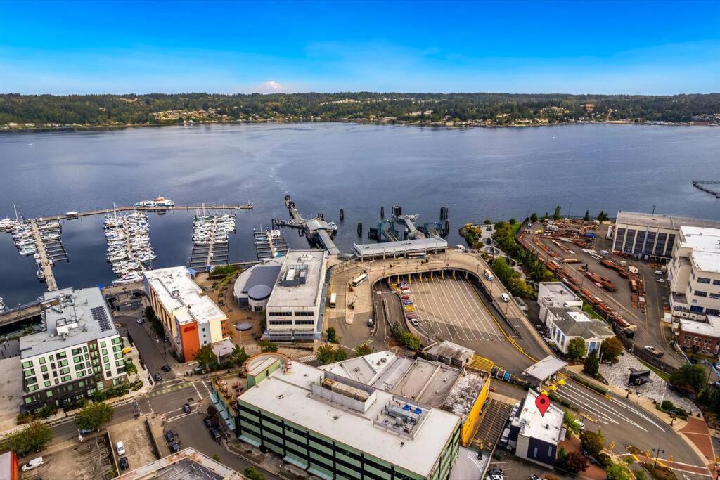 an overhead view of a city with a body of water at Tracyton Condo #202 in Bremerton