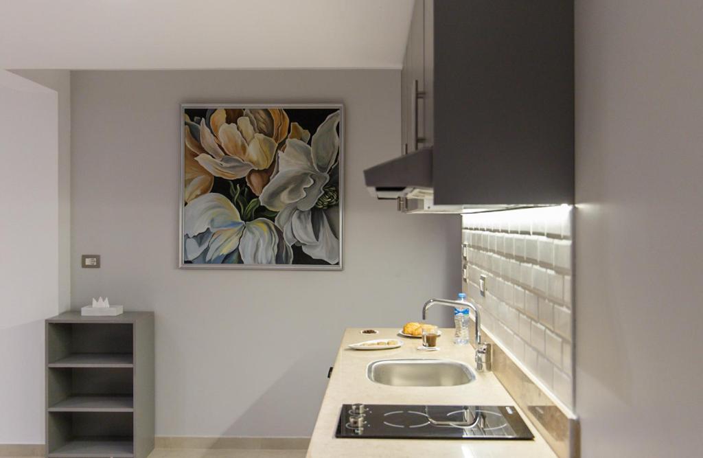 Kuchyň nebo kuchyňský kout v ubytování Rhactus House San Stefano