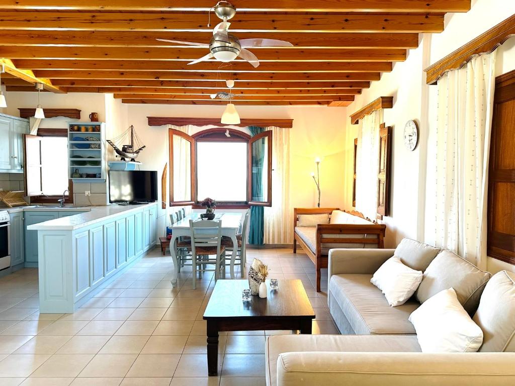 A seating area at Thea House Patmos