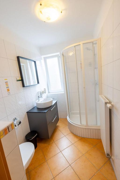 Koupelna v ubytování Gästehaus Leypold