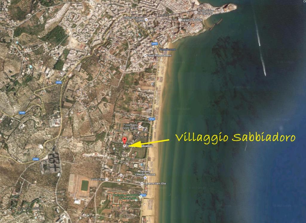 Apgyvendinimo įstaigos Villaggio Sabbiadoro vaizdas iš viršaus