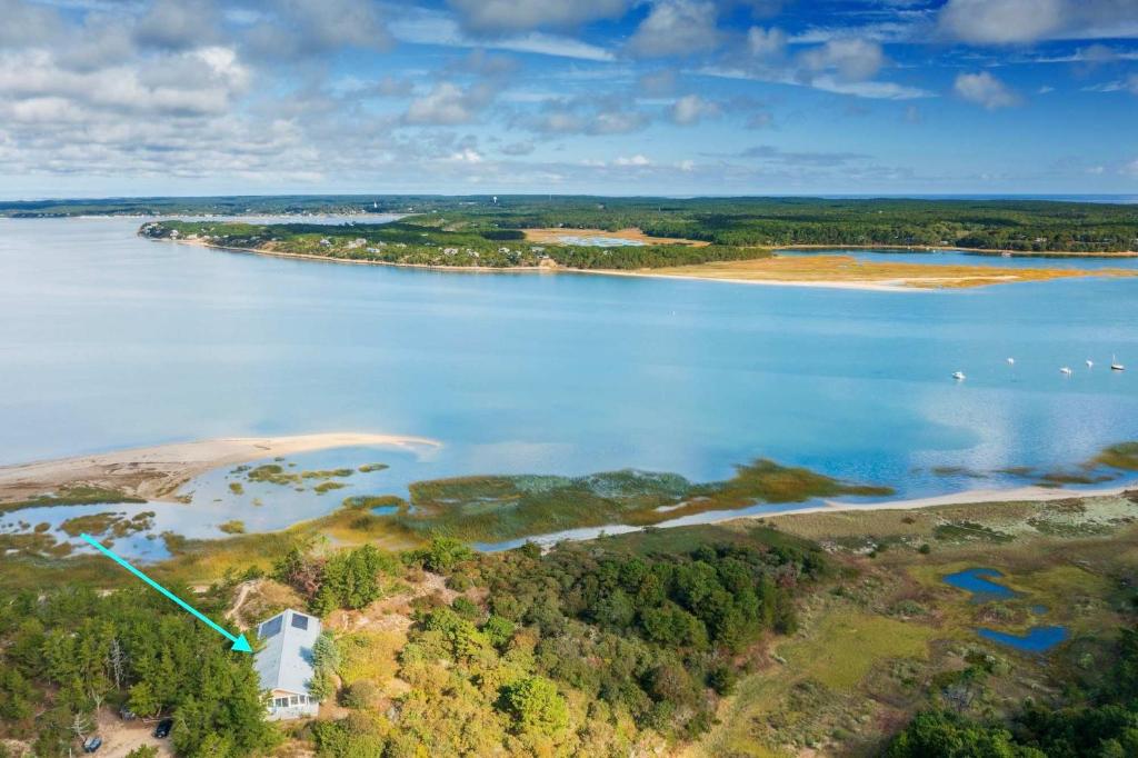 an aerial view of a large body of water at Private Beach with Incredible Views on Lt Island in Wellfleet