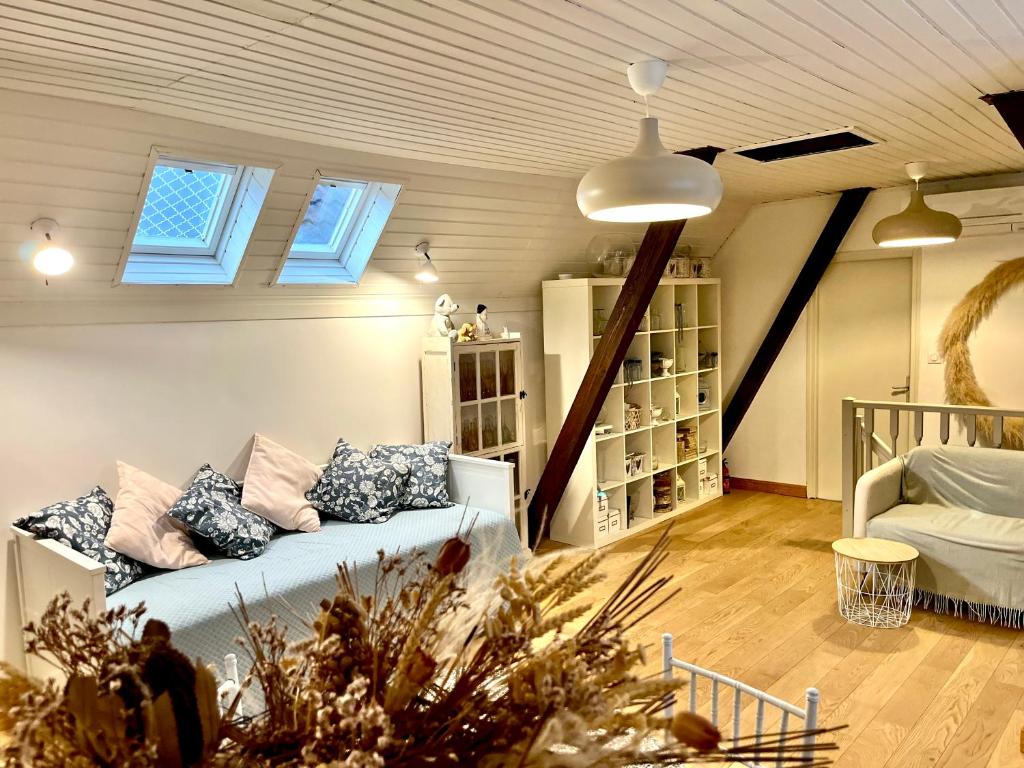 Χώρος καθιστικού στο Dans Maison privée Appartement de charme, 70m2 avec pergola Et jardin à 20min MARCHE de NOEL de Strasbourg