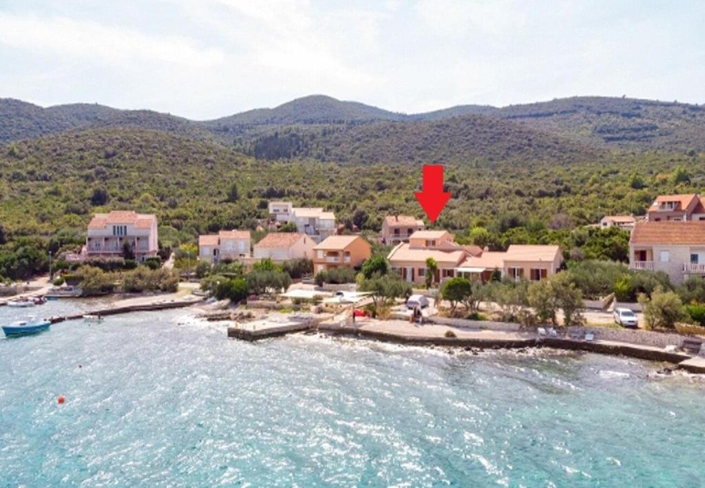 an aerial view of a resort next to the water at Apartments Zeljko in Račišće