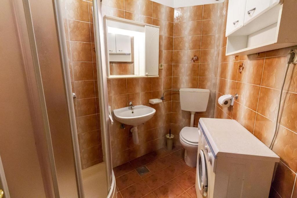 Koupelna v ubytování Apartments Mir