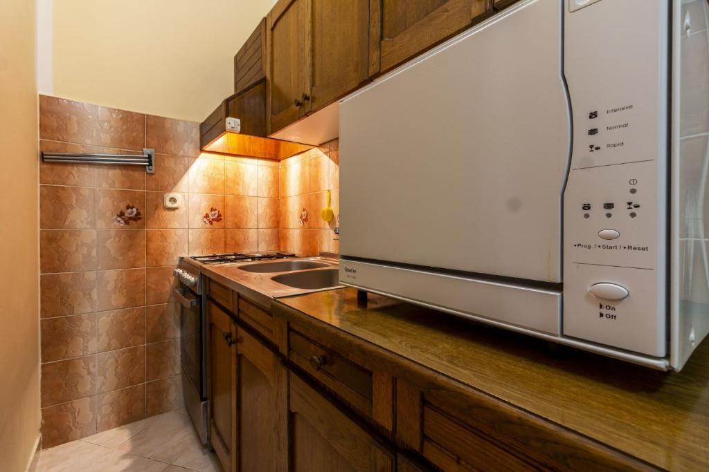 Kuchyň nebo kuchyňský kout v ubytování Apartments Mir