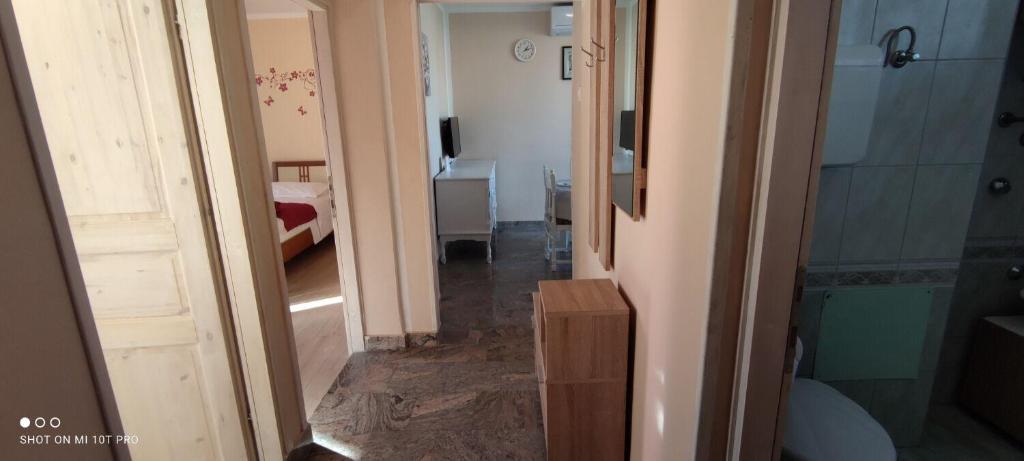 W pokoju znajduje się łazienka z prysznicem i toaletą. w obiekcie Apartment Nadica w Fažanie