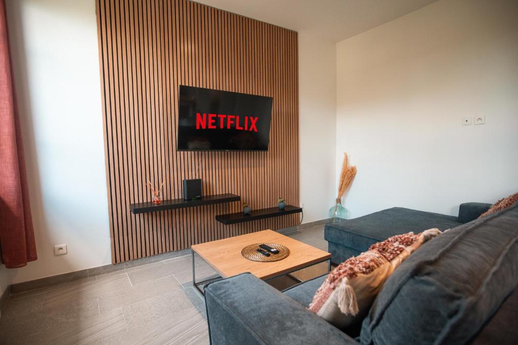 TV a/nebo společenská místnost v ubytování Écrin Moderne