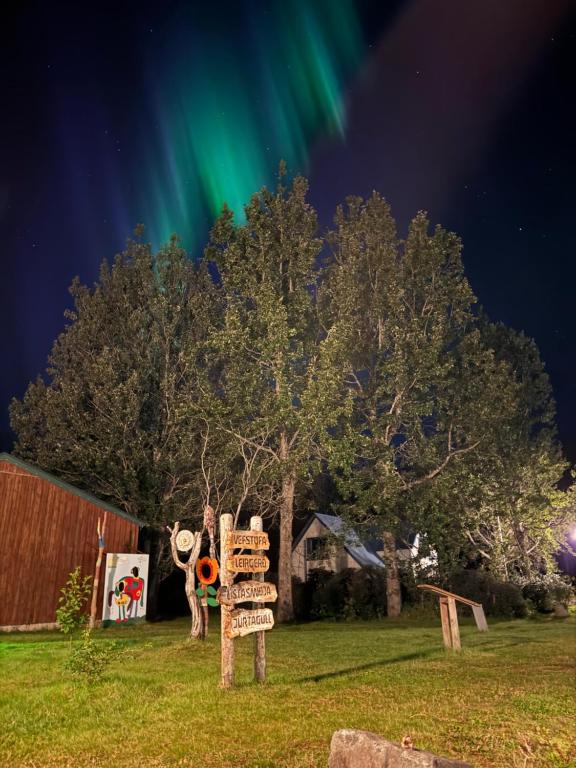 Garður fyrir utan Solheimar Eco-Village Guesthouse