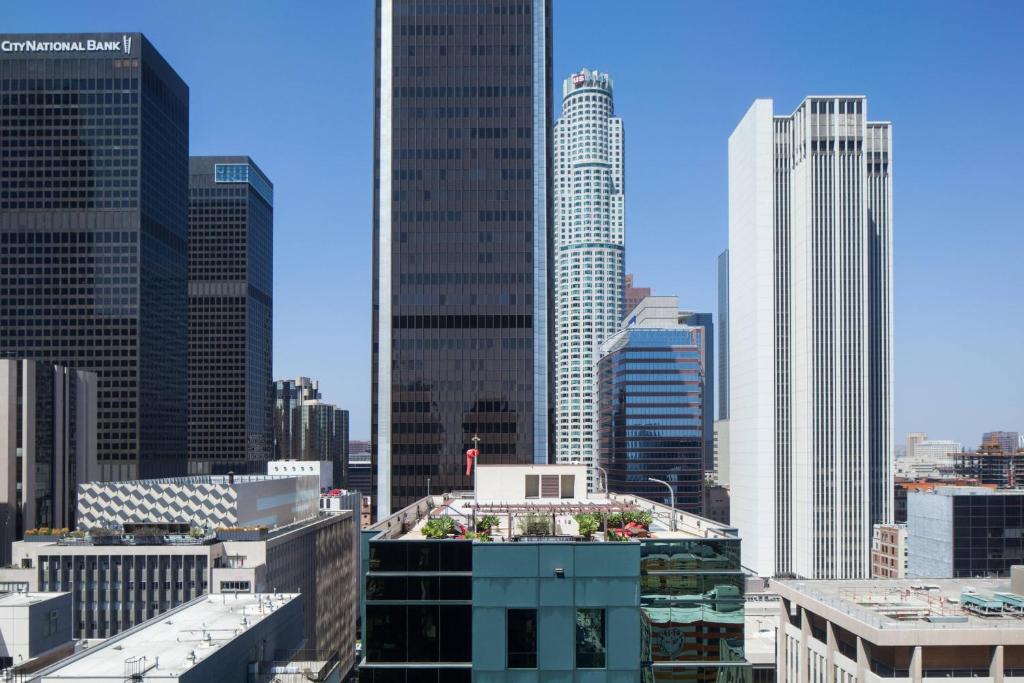 a view of a city skyline with tall buildings at Sheraton Grand Los Angeles in Los Angeles