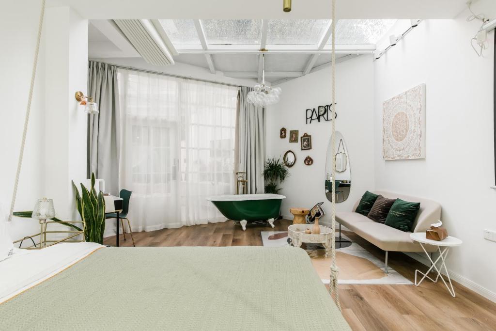 Posezení v ubytování Shanghai ruochu designer Guesthouse上海若初设计师民宿--近上海浦东国际机场及迪士尼