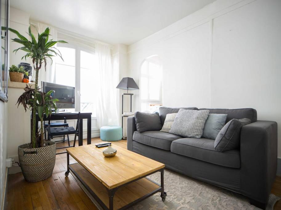 un salon avec un canapé et une table dans l'établissement L'appart Zen et Cosy du 15eme, à Paris