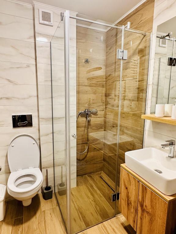 Koupelna v ubytování Indigo Royale apartman Borovi