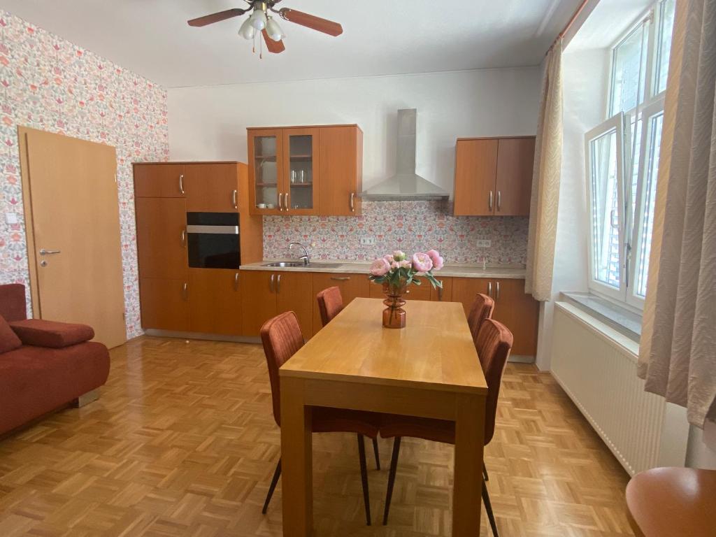 Kuchyň nebo kuchyňský kout v ubytování Apartma ROGATEC 2