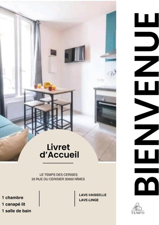 un catalogue d'un salon avec une table et des chaises dans l'établissement Le temps des cerises, à Nîmes