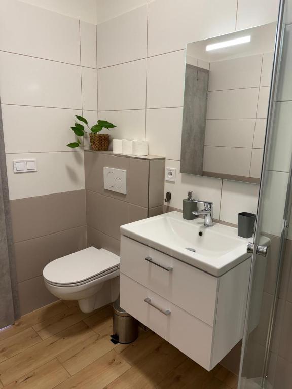 Koupelna v ubytování Apartmány U Kostela