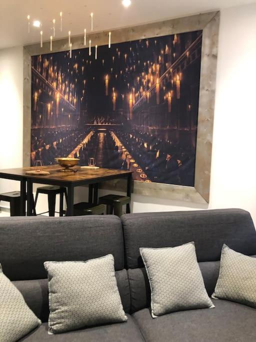 un salon avec un canapé et une table dans l'établissement Maison Harry Potter pour 6 personnes en centre ville, à Montauban