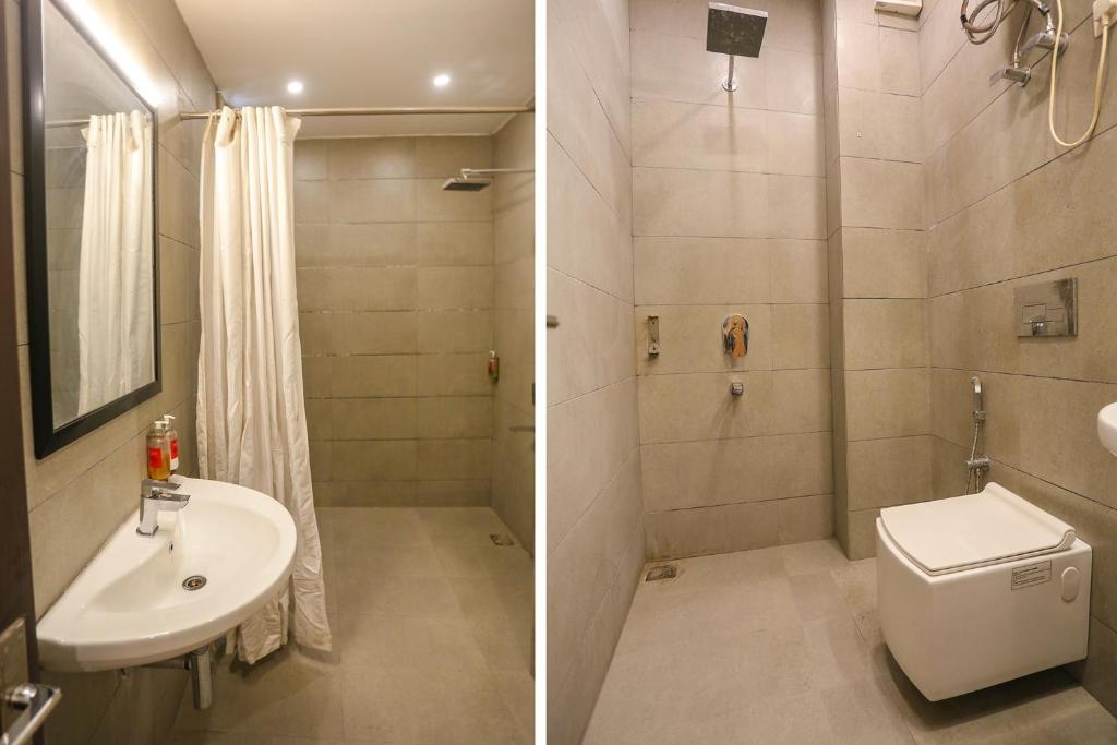 Koupelna v ubytování FabHotel Moro Paschim Vihar