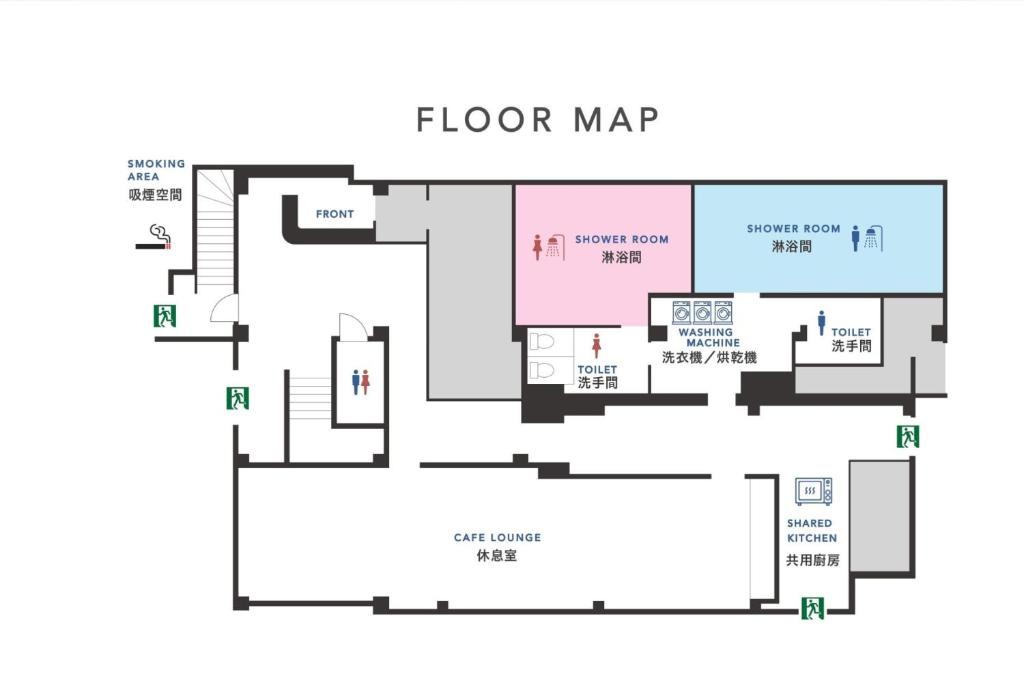 Půdorys ubytování GUESTHOUSE富士と碧