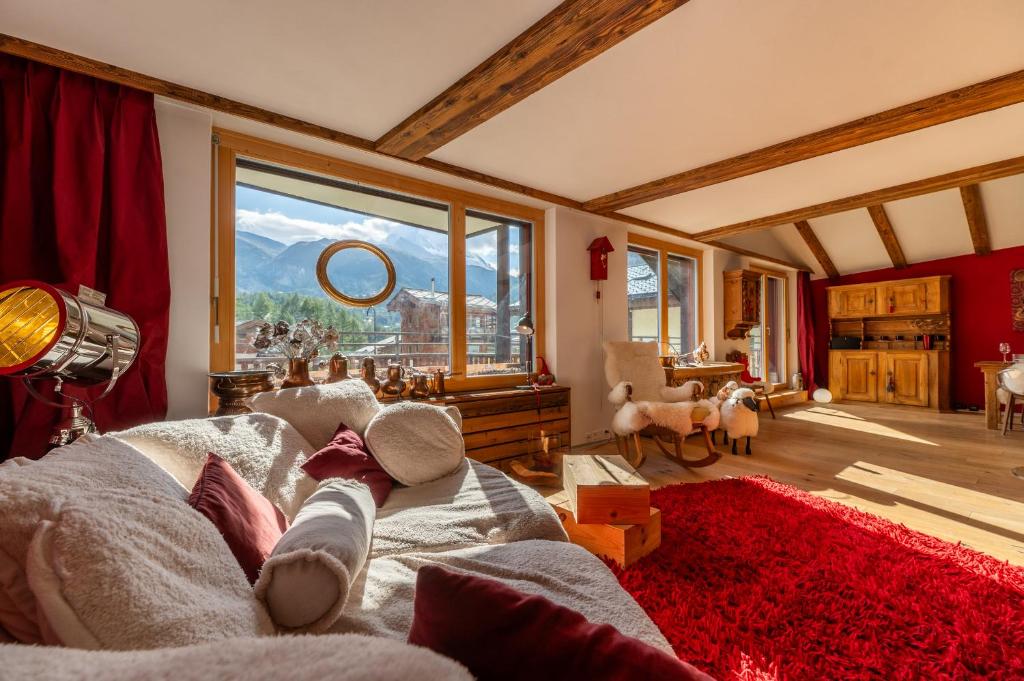 Posezení v ubytování Duplex de charme à Zermatt
