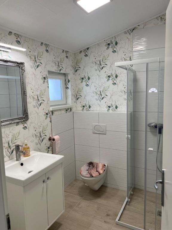 Koupelna v ubytování Gästehaus Malleschitz