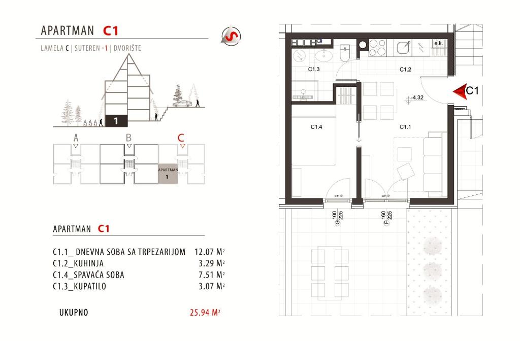Půdorys ubytování Apartman DETLIĆ Divčigora