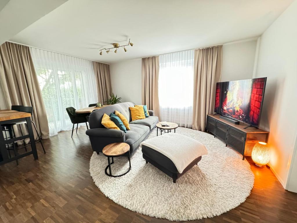 TV a/nebo společenská místnost v ubytování Double Room in Shared Apartment, Zurich Airport