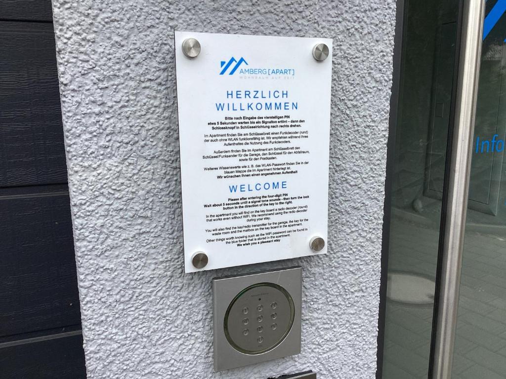 Certifikát, hodnocení, plakát nebo jiný dokument vystavený v ubytování AMBERG APART - Apartment B - Wohnraum auf Zeit