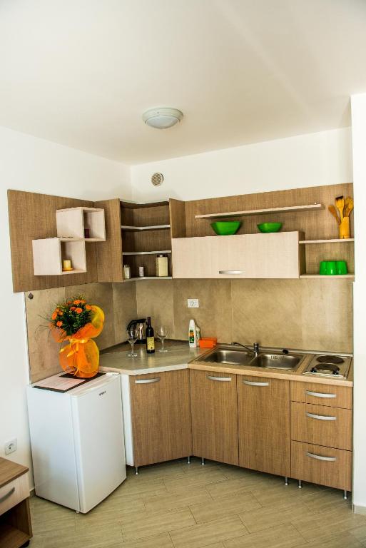 Kuchyň nebo kuchyňský kout v ubytování Apartmani Barović Bečići