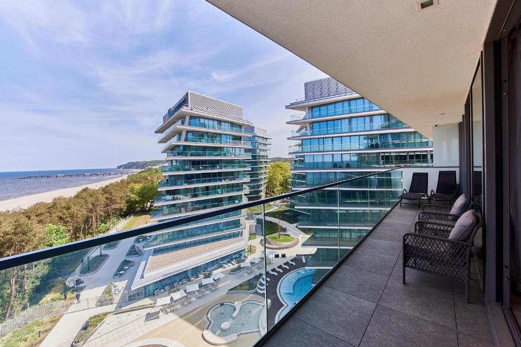Balkón alebo terasa v ubytovaní Wave Sea View & SPA Apartment A756