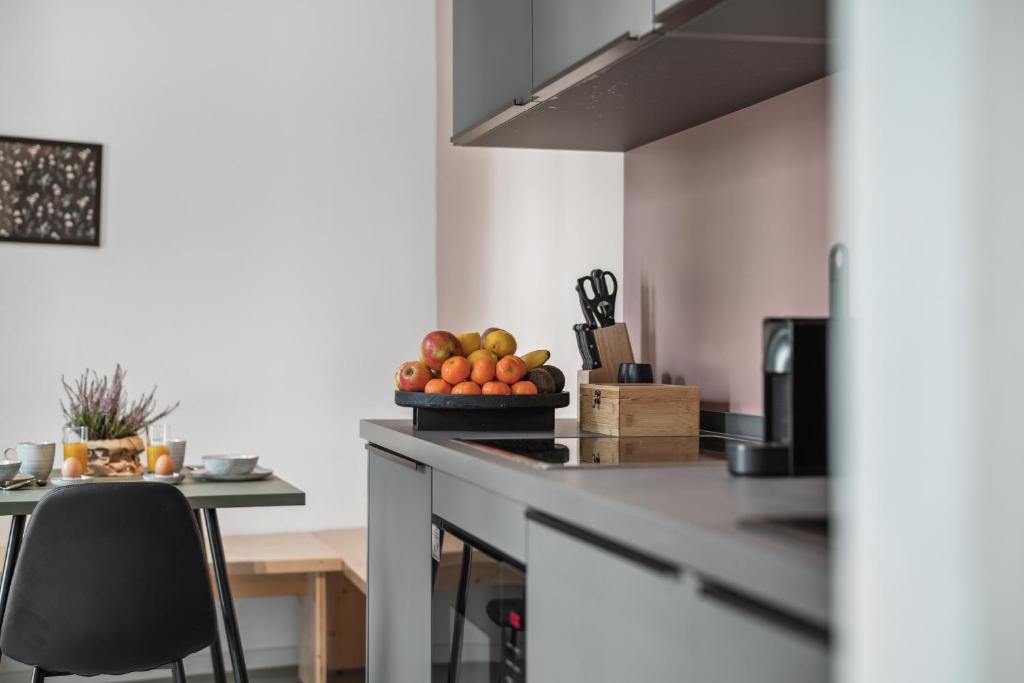Kuchyň nebo kuchyňský kout v ubytování Arbio I Rooms & Apartments Freiburg
