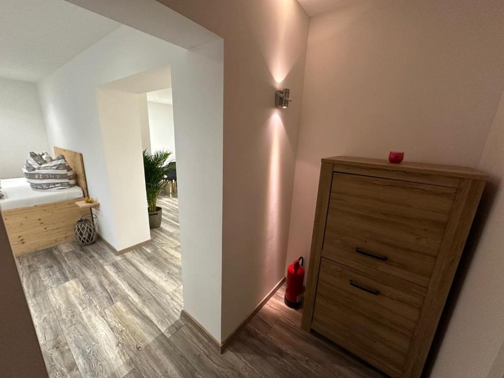 Postel nebo postele na pokoji v ubytování Linus und seine Ferienwohnungen