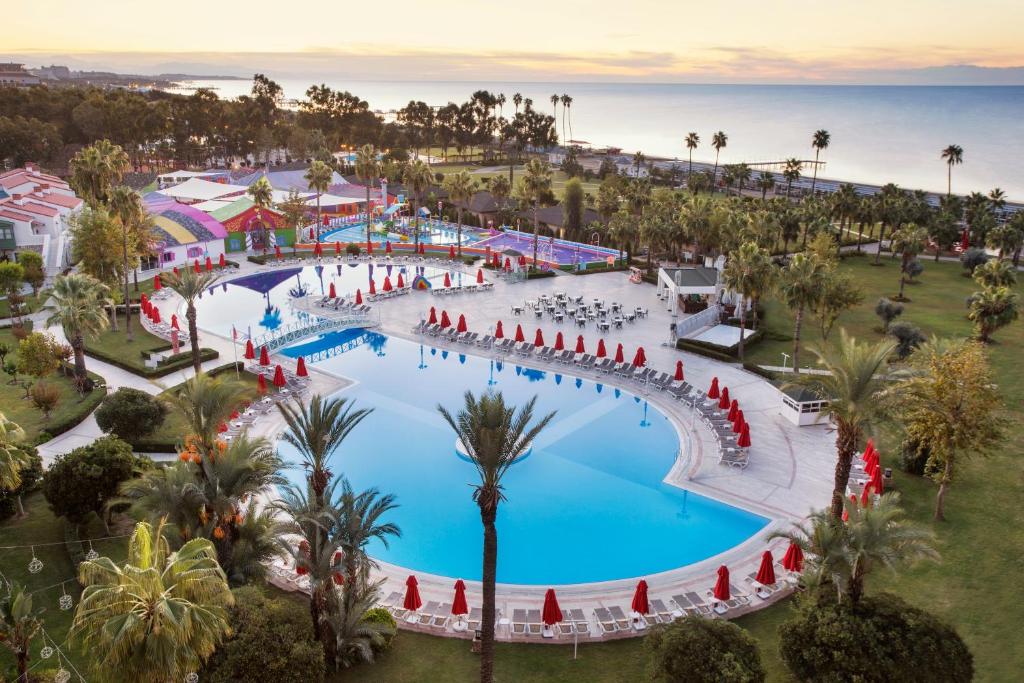 an overhead view of a large pool at a resort at IC Hotels Santai Family Resort - Kids Concept in Belek
