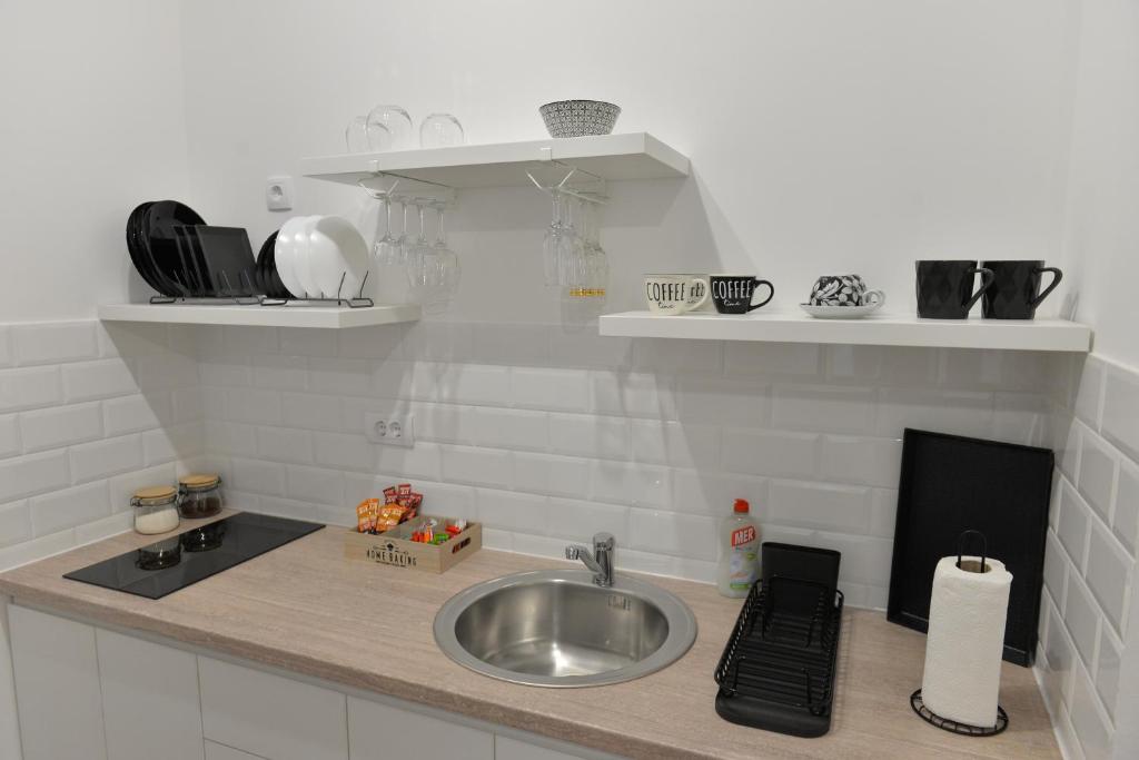 Kuchyň nebo kuchyňský kout v ubytování Andjela Apartments