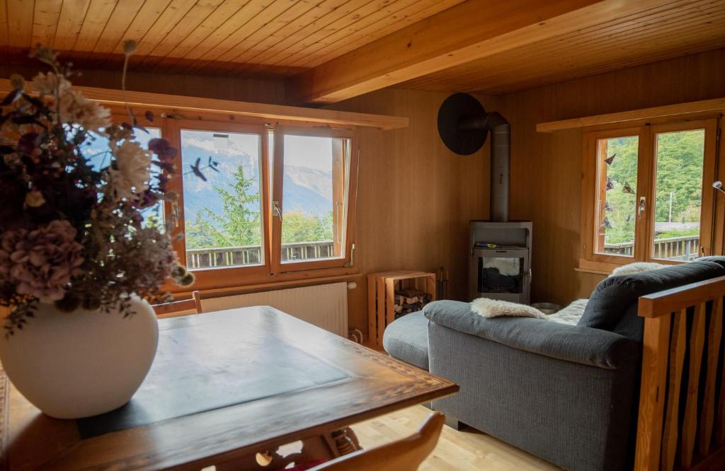 Setusvæði á Chalet Montana mit Bergblick