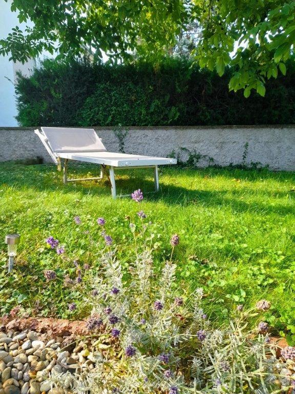 a bench sitting in the grass in a field at Ferienwohnungen Halbturn in Halbturn