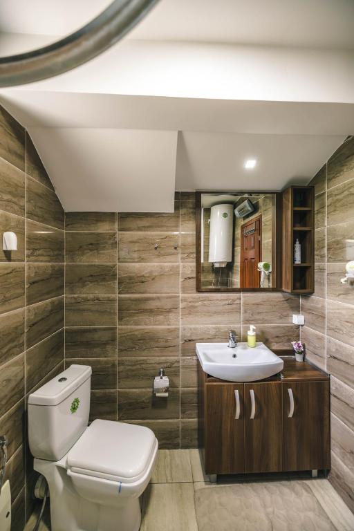 a bathroom with a toilet and a sink at Lodge Zeleni svet in Crni Vrh
