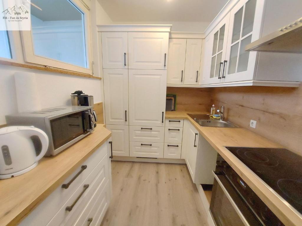 Kuchyň nebo kuchyňský kout v ubytování Apartment Panoramablick